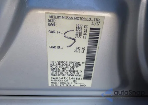 2018 Nissan Altima 2.5 S z USA, uszkodzony, nr VIN 1N4AL3AP3JC144883